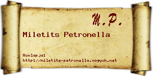 Miletits Petronella névjegykártya